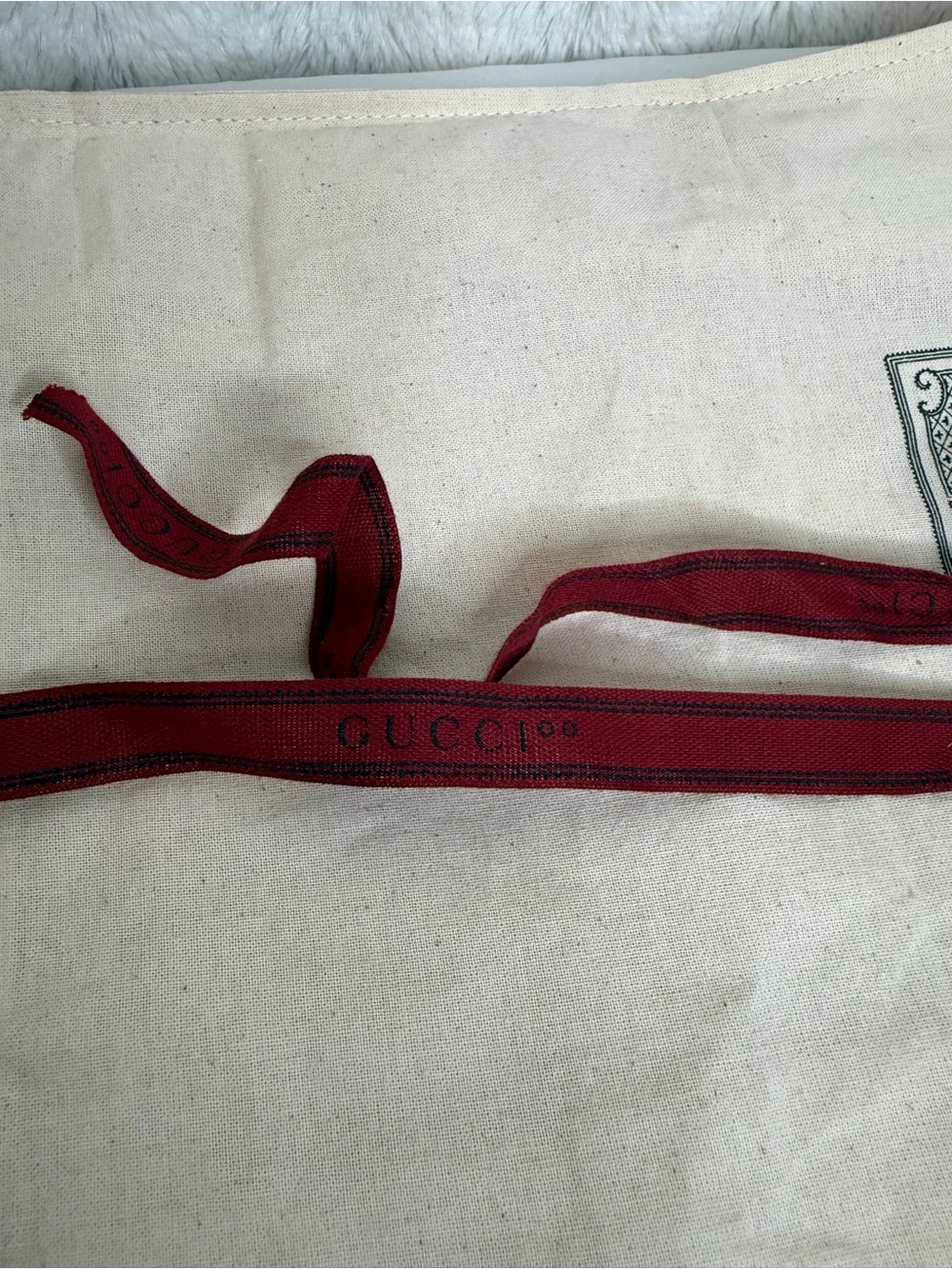 Gucci Reusable Canvas Tote Shopping Shoulder Bag Cotton with ribbon included - Picture 6 of 7
